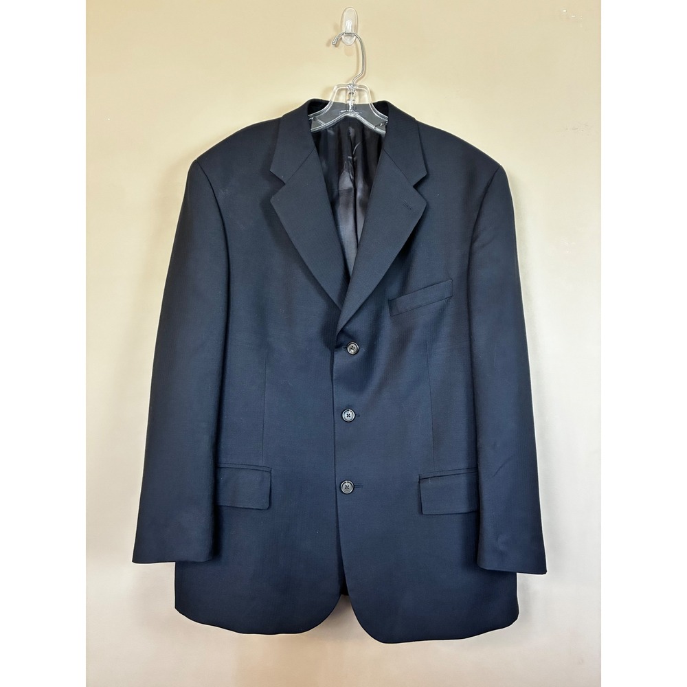 Chaps‎ Ralph Lauren Mens Navy Blue Herringbone 3 Button Blazer Sport Coat Jacket